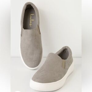 Lulus gray suede slip on sneaker